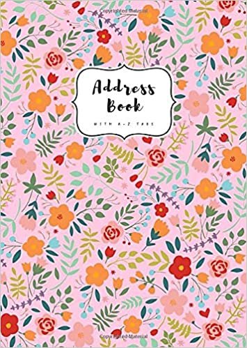 okumak Address Book with A-Z Tabs: B6 Contact Journal Small | Alphabetical Index | Colorful Mini Floral Design Pink