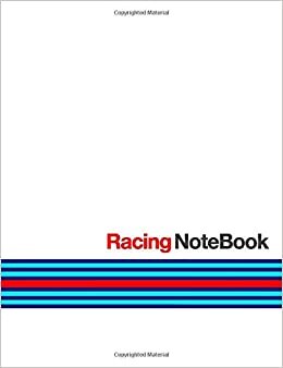 okumak Racing NoteBook: White M-Racing Stripes Theme Cover - Large 7.44 x 9.69 - Wide Ruled 120 Pages (60 sheets)