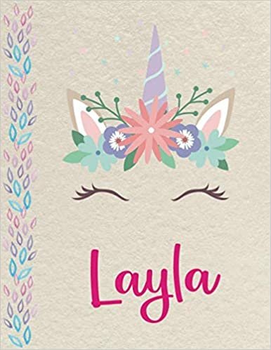 okumak Layla: Personalized Unicorn Primary Composition Notebook for girls with pink Name: handwriting practice paper for Kindergarten to 2nd Grade Elementary ... composition books k 2, 8.5x11 in, 110 pages )
