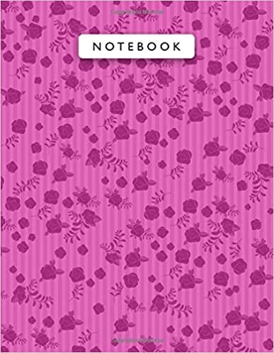 okumak Notebook Fashion Fuchsia Color Mini Vintage Rose Flowers Small Lines Patterns Cover Lined Journal: Planning, 21.59 x 27.94 cm, A4, Work List, College, ... 11 inch, Wedding, Journal, 110 Pages, Monthly