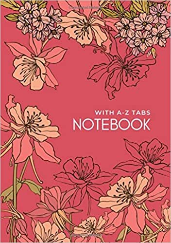 okumak Notebook with A-Z Tabs: B5 Lined-Journal Organizer Medium with Alphabetical Section Printed | Drawing Beautiful Flower Design Red