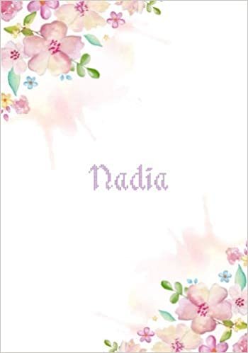 okumak Nadia: 7x10 inches 110 Lined Pages 55 Sheet Floral Blossom Design for Woman, girl, school, college with Lettering Name,Nadia
