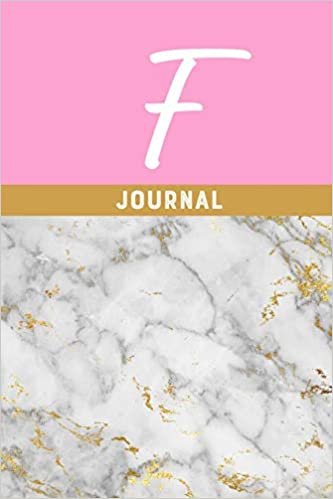 okumak F Journal: Monogram Initial Letter F Notebook for Women Marble Gold Pink Design