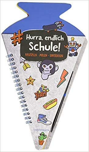 okumak Schultüten-Kratzelbuch - Funny Patches - Hurra, endlich Schule! (blau): Kratzeln, Malen, Eintragen