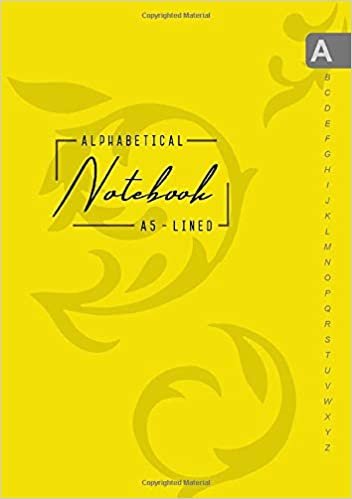 okumak Alphabetical Notebook A5: Medium Lined-Journal Organizer with A-Z Tabs Printed | Smart Baroque Design Yellow