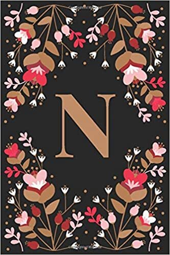 okumak N: Elegant Floral Initial N Monogrammed Composition Notebook Journal - 110 Lined Pages (55 Sheets) - 6&quot;x9&quot;