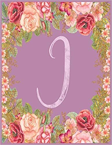 okumak J: Monogram J Journal with the Initial Letter J Notebook for Girls and Women, Pink Mauve Floral Design with Cursive Fancy Text