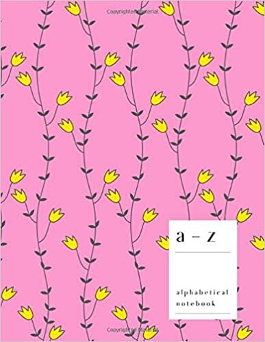 okumak A-Z Alphabetical Notebook: 8.5 x 11 Large Ruled-Journal with Alphabet Index | Vertical Stripe Floral Cover Design | Pink