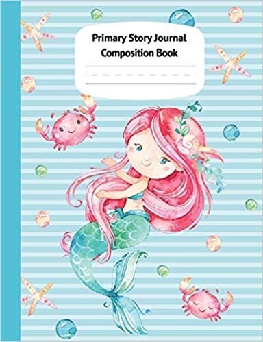 okumak Mermaid Naia Primary Story Journal Composition Book: Grade Level K-2 Draw and Write, Dotted Midline Creative Picture Notebook Early Childhood to Kindergarten (Fantasy Ocean Watercolor Series)