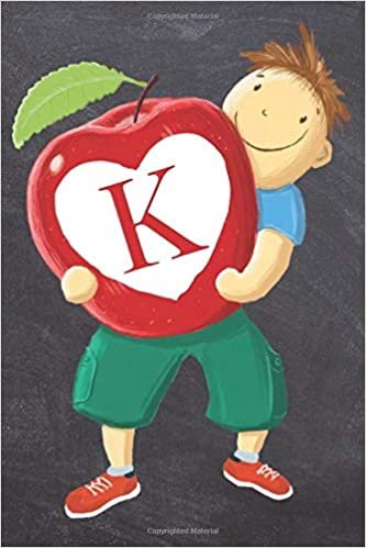 okumak K: Monogram Initial K Teachers Apple And Smiling Pupil | 6 x 9 Blank Lined Journal
