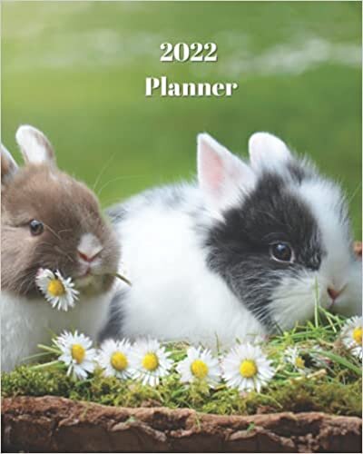 okumak 2022 Planner: Two Cute Rabbits Eating Flowers - Monthly Calendar with U.S./UK/ Canadian/Christian/Jewish/Muslim Holidays– Calendar in Review/Notes 8 x 10 in.-Farm Animals For Work Business School