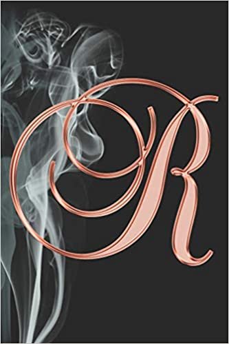 okumak R Journal: A Monogram R Initial Capital Letter Notebook For Writing And Notes: Great Personalized Gift For All First, Middle, Or Last Names (Rose Gold Smoke Fire Swirl Print)