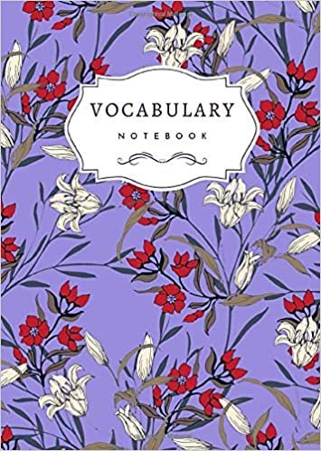 okumak Vocabulary Notebook: B6 Notebook 2 Columns Small | A-Z Alphabetical Tabs Printed | Cute Stylish Floral Design Blue-Violet