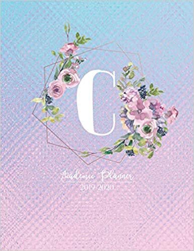 okumak Academic Planner 2019-2020: Pink Purple and Blue Matte Iridescent with Mauve Flowers Monogram Letter C Academic Planner July 2019 - June 2020 for Students, Moms and Teachers (School and College)