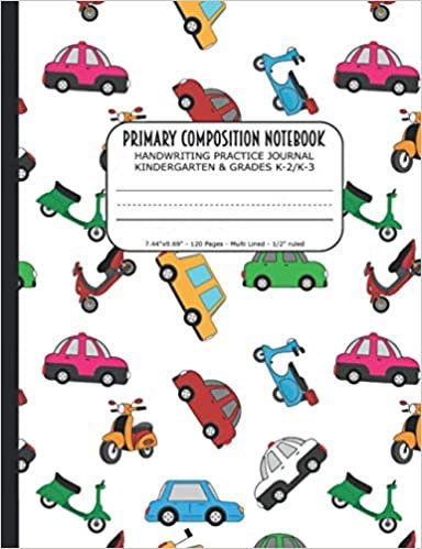 okumak Primary Composition Notebook | Handwriting Practice Journal Kindergarten &amp; Grades K-2/K-3: Handwriting Practice Paper with 3 Lines (Dotted Midline) | ... | Adorable Cars, Motocycle and Police Cover
