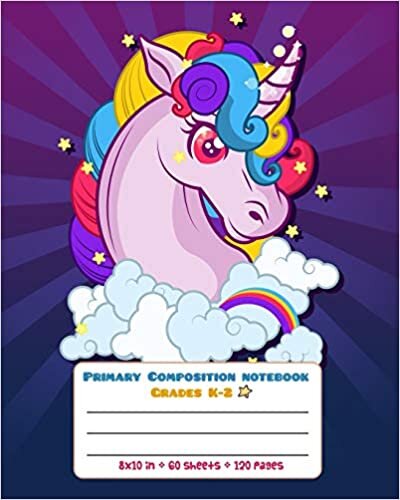 okumak Primary Composition Notebook Grades K-2: Picture drawing and Dash Mid Line hand writing paper Story Paper Journal - Fairy Tail Unicorn Design (Unicorn Magic Story Journal)