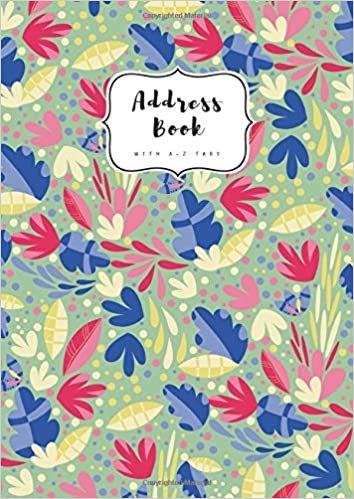 okumak Address Book with A-Z Tabs: A4 Contact Journal Jumbo | Alphabetical Index | Large Print | Bright Floral Art Design Green