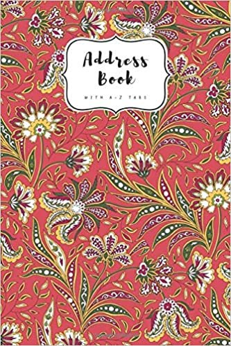 okumak Address Book with A-Z Tabs: 6x9 Contact Journal Jumbo | Alphabetical Index | Large Print | Arabic Style Flower Design Red