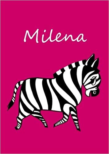 okumak Milena: personalisiertes Malbuch / Notizbuch / Tagebuch - Zebra - A4 - blanko