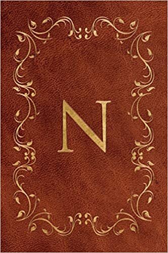 okumak N: Faux leather effect / look gold monogram. Personalized letter ruled journal notebook. Elegant traditional design suitable for all: men, women, ... pages in 6 x 9 matte finish, handy size.