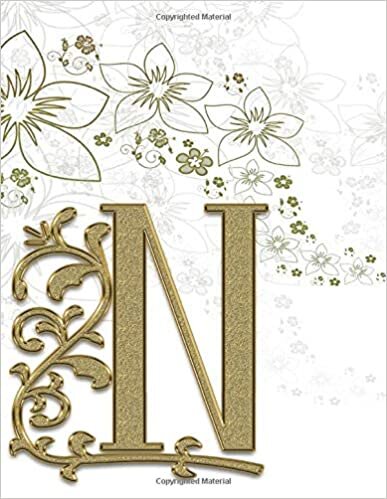 okumak N: Monogram Initial N Notebook/Journal for Women, Men, Girls, Boys and School kids, Pink Floral 8.5 x 11 | Lined | Gold Monogram Letter N with flowers