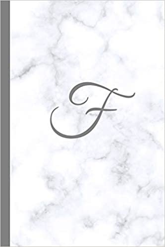 okumak F: Letter F Monogram Marble Journal with White &amp; Grey Marble Notebook Cover, Stylish Gray Personal Name Initial, 6x9 inch blank lined college ruled diary, perfect bound Glossy Soft Cover
