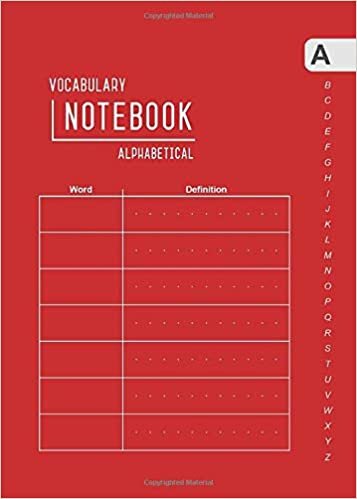 okumak Vocabulary Notebook Alphabetical: 5x7 Small Notebook 2 Columns with A-Z Tabs Printed | Smart Design Red