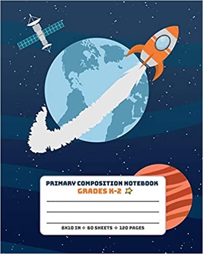 okumak Primary Composition Notebook Grades K-2: Picture drawing and Dash Mid Line hand writing paper Story Paper Journal - Spaceship Earth Design (Space Composition Book, Band 10)