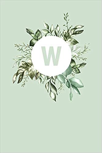 okumak W: 110 Sketch Pages (6 x 9) | Light Green Monogram Doodle Sketchbook with a Simple Vintage Floral Green Leaves Design | Personalized Initial Book for Women and Girls | Pretty Monogramed Sketchbook