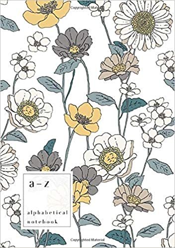 okumak A-Z Alphabetical Notebook: A5 Medium Ruled-Journal with Alphabet Index | Pretty Drawing Floral Cover Design | White