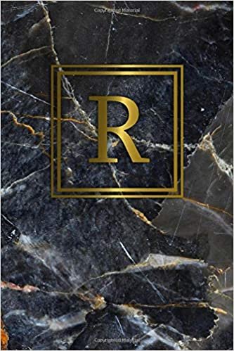 okumak R: Nifty Blue Marble &amp; Gold Initial Monogram Letter R Wide Ruled Notebook. Pretty Personalized Inspirational Wide Lined Journal &amp; Diary.