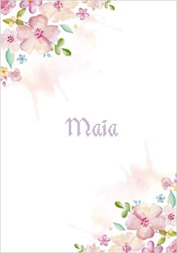 okumak Maia: 7x10 inches 110 Lined Pages 55 Sheet Floral Blossom Design for Woman, girl, school, college with Lettering Name,Maia