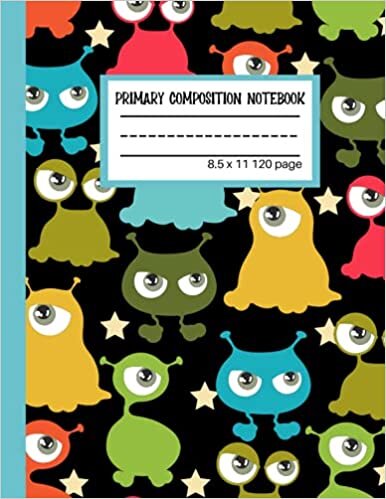 okumak Primary Composition Notebook: Primary Story Journal, Dotted Midline with Picture Space, Learn to Write Grades K-2 School Exercise Book Cute Monsters Cover