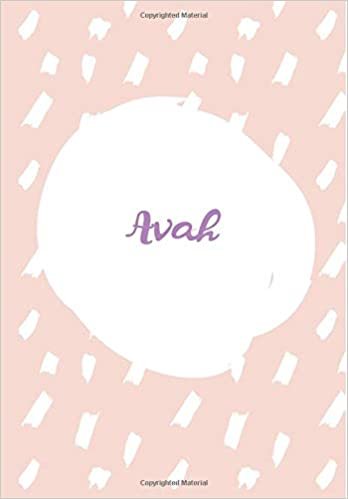 okumak Avah: 7x10 inches 110 Lined Pages 55 Sheet Rain Brush Design for Woman, girl, school, college with Lettering Name,Avah