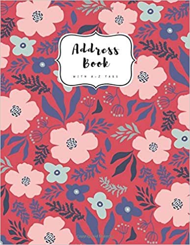 okumak Address Book with A-Z Tabs: A4 Contact Journal Jumbo | Alphabetical Index | Large Print | Cute Illustration Flower Design Red