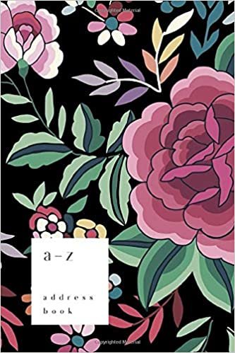 okumak A-Z Address Book: 4x6 Small Notebook for Contact and Birthday | Journal with Alphabet Index | Spanish Floral Art Cover Design | Black