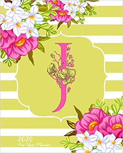 okumak J - 2020 One Year Planner: Monogram Classic Initial Pink Flower Green Fun French Floral | Jan 1 - Dec 31, 2020 | Weekly &amp; Monthly Planner + Habit ... Monogram Initials Schedule Organizer, Band 1)