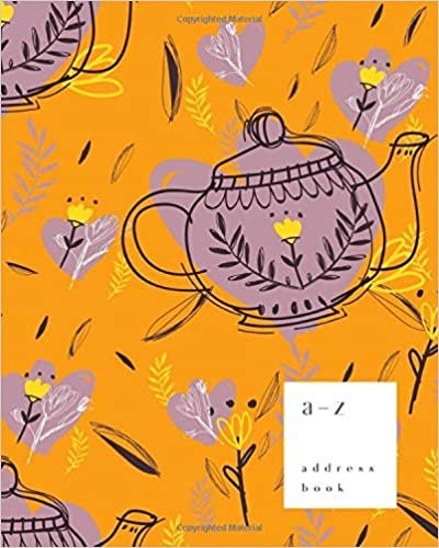 okumak A-Z Address Book: 8x10 Large Notebook for Contact and Birthday | Journal with Alphabet Index | Folk Pot Floral Design | Orange
