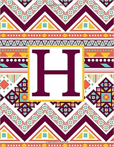 okumak H: Monogram Initial H Notebook for Women and Girls-Multicolored Tribal Print-120 Pages 8.5 x 11