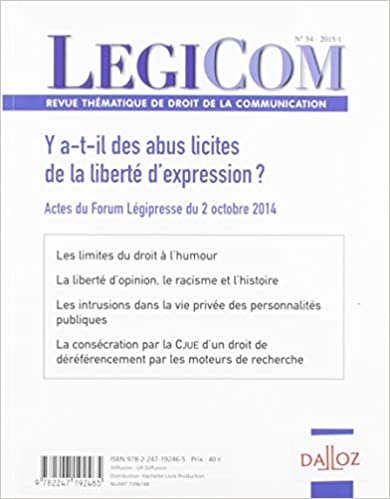 okumak LEGICOM N°54 Y a-t-il des abus licites de la liberté d&#39;expression ? (DZ.LEGIPRESSE)