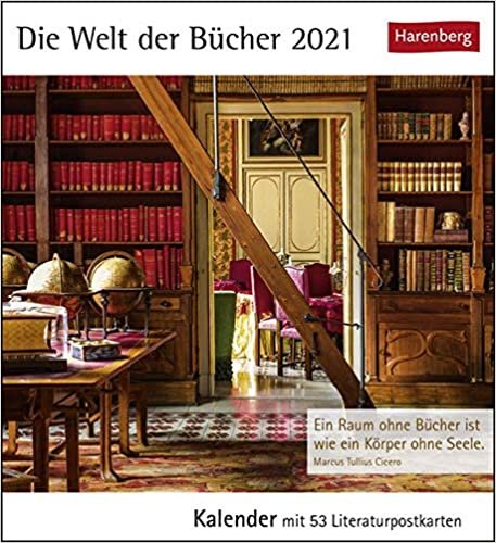 okumak Die Welt der Bücher Kalender 2021: Kalender mit 53 Literaturpostkarten