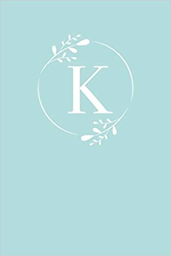 okumak K: 110 Sketch Pages (6 x 9) | Light Blue Monogram Sketchbook Notebook with a Simple Floral Emblem | Personalized Initial Letter | Monogramed Sketchbook