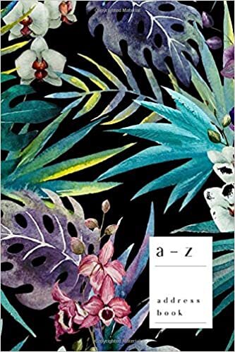 okumak A-Z Address Book: 4x6 Small Notebook for Contact and Birthday | Journal with Alphabet Index | Watercolor Tropical Leaf Cover Design | Black