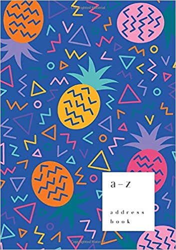 okumak A-Z Address Book: A5 Medium Notebook for Contact and Birthday | Journal with Alphabet Index | Geometric Pineapple Cover Design | Blue