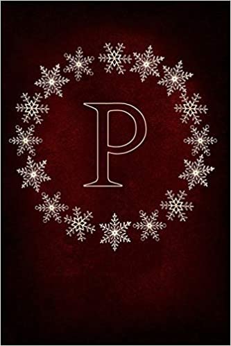 okumak P: Monogram Initial Notebook Journal with Magical Snowflake Red Cover