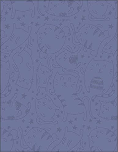 okumak 8.5&quot; x 11&quot; Pastel Rhythm Dotted Minimalist Cat Pattern Notebook: Extra Large (21.59 x 27.94 cm) Simple Minimal Grayish Blue Violet Kitty Kitten ... (50 Leaves or Sheets) and 5 mm Point Spacing