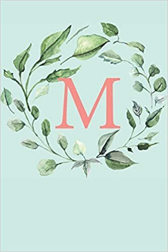 okumak M: A Soft Mint Green Floral Wreath Monogram Sketchbook | 110 Sketchbook Pages (6 x 9) | Floral Watercolor Monogram Sketch Notebook | Personalized Initial Letter Journal | Monogramed Sketchbook