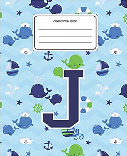 okumak Composition Book J: Whale Animal Pattern Composition Book Letter J Personalized Lined Wide Rule Notebook for Boys Kids Back to School Preschool Kindergarten and Elementary Grades K-2