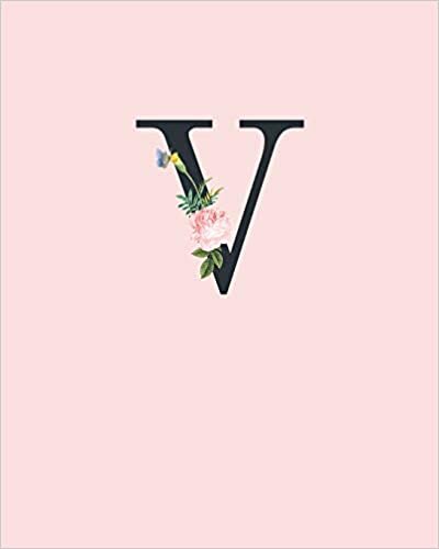 okumak V: 110 Dot-Grid Pages | Light Pink Monogram Journal and Notebook with a Simple Floral Design | Personalized Initial Letter Journal | Monogramed Composition Notebook