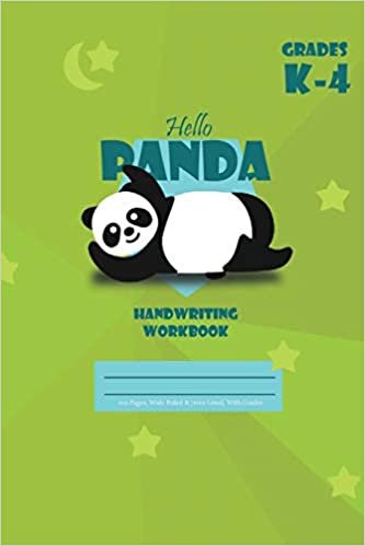 okumak Hello Panda Primary Handwriting k-4 Workbook, 51 Sheets, 6 x 9 Inch Green Cover